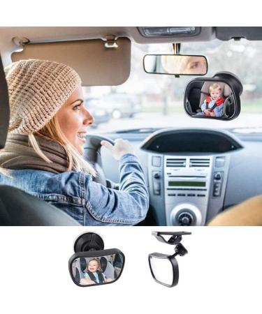 Adjustable Back Seat Baby Mirror | 360 Rotating Car Rear View Mirror for Toddlers & Children - Black (88x55mm) - Buy Online on GoSupps.com
