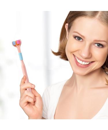Extra Soft 3-Page Toothbrushes for Adults | Non-Slip V-Shaped Tooth Cleaners in Pink - Perfect for Women & Men - Buy Online on GoSupps.com
