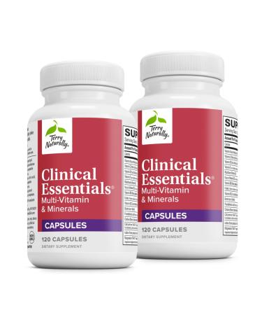 Terry Naturally Clinical Essentials - Supplement to Aid Bone Cardiovascular & Immune Health - Supplement with Chelated Minerals - Supplement with B-Vitamins & Vitamin C - 120 Capsules (Pack of 2)