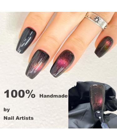 Redykat 30PCS Handmade Glossy Short Coffin Press On Nails - Cat Eye Magnetic Acrylic False Nails | Salon Quality Nail Art (Chase the Moon - Buy Online on GoSupps.com