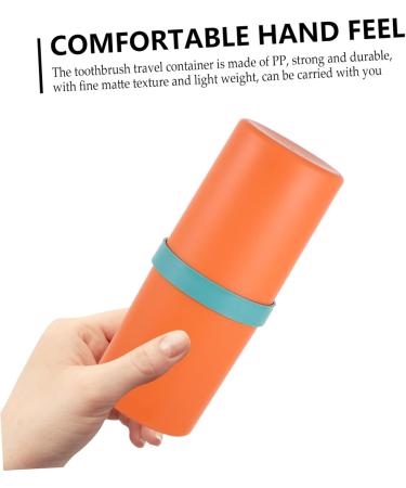 Beavorty Toothbrush Holder Set - 6-Piece Travel Organizer & Toothpaste Grinding Cup - White & Orange - Durable Toothbrush Case & Accessories - Buy Online on GoSupps.com