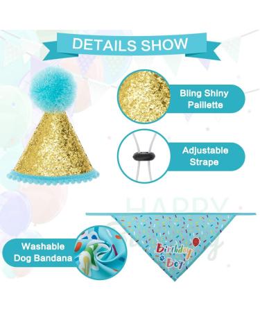 KOOLTAIL Dog Birthday Bandana Hat Balloon Plush Toy Set Cute Pet Happy Birthday Accessory Puppy Chew Toy for Dogs Cats Puppies Light Blue - Buy Online on GoSupps.com