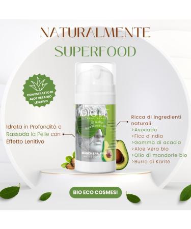 DAM Digue Creamy antiwrinkle facial mask soothing and antioxidant organic superfood 100 ml for dry sensitive and mature skin with avocado prickly pear aloe vera and shea butter - Buy Online on GoSupps.com