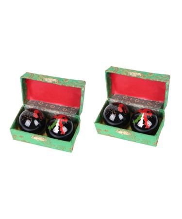 Magiclulu 4 pieces Chinese massage ball Small baoding balls health massage balls Baoding balls train health balls asian meditation balls brocade box fitness hand mediumx2pcs such as shown