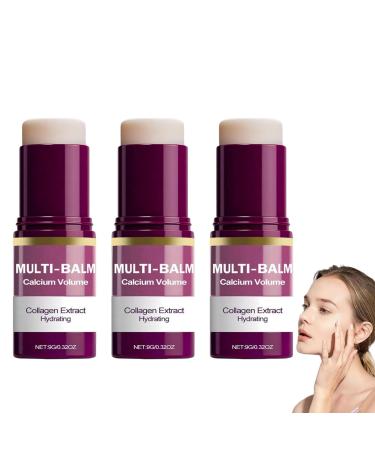 JIAOY Calcium Multi Balm Stick Calcium Volume Multi Balm Korean collagen moisturizer antiaging moisturizing firming multifunctional for eyes lips face and neck 3 pieces 3 pieces