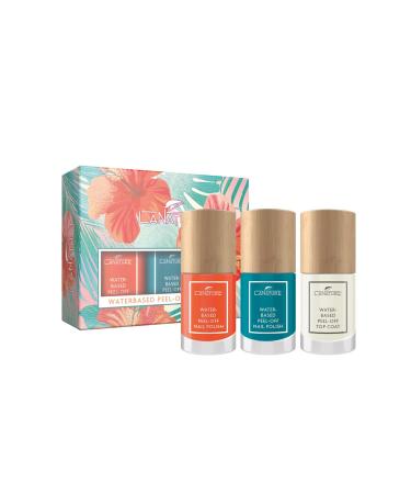 LaNature Water-Based Nail Polish - Vegan - Water-Based Peel-Off Nail Polish - Two Colours Set Including Top Coat - Hawaiian Sunset