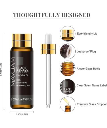 MAYJAM Black Pepper Essential Oil 10ML - Camphor Oil for Diffuser | Home Wardrobes | DIY | 10.00 ml - Buy Online on GoSupps.com