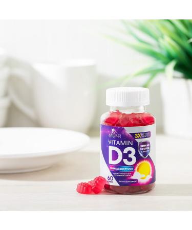 Extra Strength Vitamin D3 Gummy 5000 IU - Bone, Teeth, Muscle & Immune Support - 60 Gummies - Buy Online on GoSupps.com