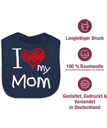 Shirtracer Baby Bib - Mama I Love My Mom - Navy Blue - Perfect Gift for Moms - International Shipping Available - Buy Online on GoSupps.com