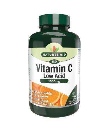 Natures Aid | Vitamin C - 1000Mg Low Acid 180 Tablets | 1 X 180 Tablet Vitamin C Low Acid 1000Mg 180 Tablets