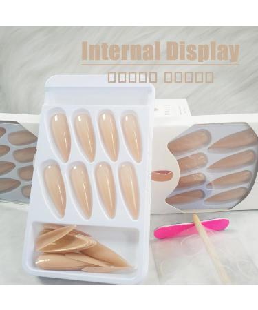 24Pcs Stiletto Press on Nails - Long Acrylic Glossy Nude Fake Nails for Coquette Women - Perfect for Manicure Art & Easy Application - Buy Online on GoSupps.com