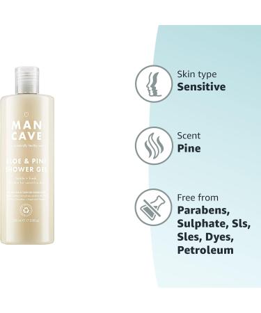 ManCave Aloe & Pine Shower Gel 500ml for Men | Sensitive Skin | Sulphate-Free & Vegan | Recycled Tube | Made in England - Buy Online on GoSupps.com