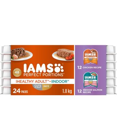 IAMS Perfect Portions Wet Cat Food Adult Grain Free & Proactive Health Dry Cat Food Adult - Indoor Weight & Hairball Care - Chicken & Turkey 3.18kg Bag Chicken & Salmon Wet Cat Food+ Dry Cat Food 3.18kg - Buy Online on GoSupps.com