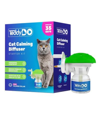 TeddyDo Calming Diffuser for Cats | UK Plug In |Days Starter Kit | Free Calming Collar | Reduce Spraying Scratching and Other Problematic Behaviors | Calming and Relaxing Effect | 48 ml - Buy Online on GoSupps.com