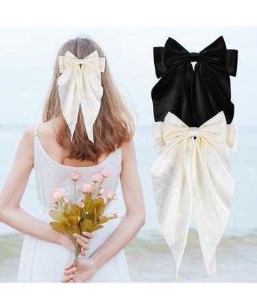 Gsxnkk Bow Hair Clips Big Bowknot Hairpin French Hair Clips Solid Color Hair Barrette Clips Soft Satin Silky Hair Bows for Women Girls (SetC) - Buy Online on GoSupps.com