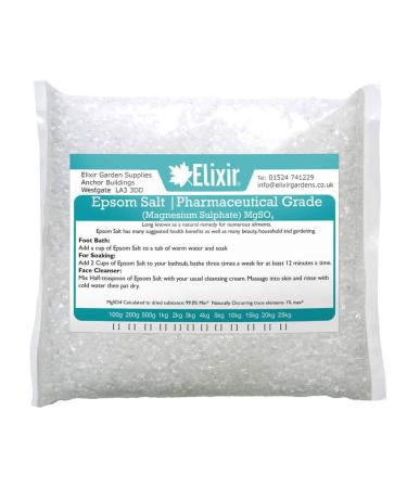 Elixir Gardens Epsom Salt (Pharmaceutical Grade) | Various Qty Available (from 300g - 25kg) | Supplied in Bag (300g) 300 g (Pack of 1)