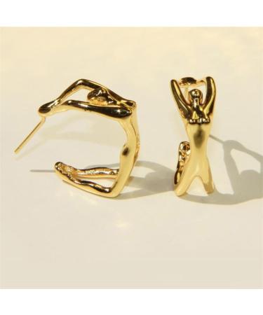 ROYALEAD Irregular Body Shape Stud Earrings Unique Piercing Earrings Fashion Jewelry Simple Punk Earrings for Women Girls Gold-color - Buy Online on GoSupps.com