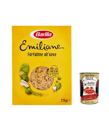 Italian Gourmet E.R. Barilla Pasta all' Uovo Le Emiliane Farfalline Lot de 5 p tes aux ufs 275 g + polpa italien Gourmet 400 g