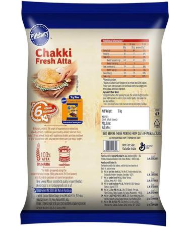 Pillsbury Atta - 10kg | Premium Whole Wheat Flour for Soft and Fluffy Rotis & Chappatis | Traditional Indian Flour | Vegetarian - Buy Online on GoSupps.com