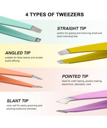 Eyebrow Tweezers Precision Splinter Blackhead Tick and Facial Hair Remover - Professional Stainless Steel Slanted Ingrown Hair Tweezers - Buy Online on GoSupps.com