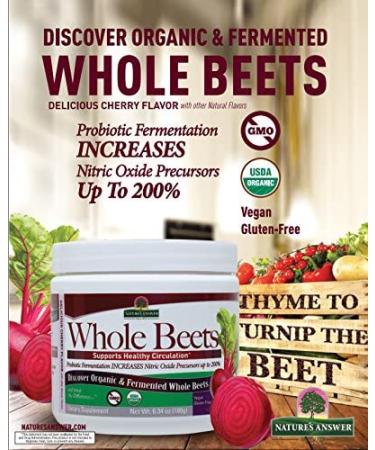 Organic Nature's Answer Beet Root Powder - Fermented Cherry Flavor | Supports Circulation & Blood Pressure | 6.34oz Dietary Supplement - Buy Online on GoSupps.com