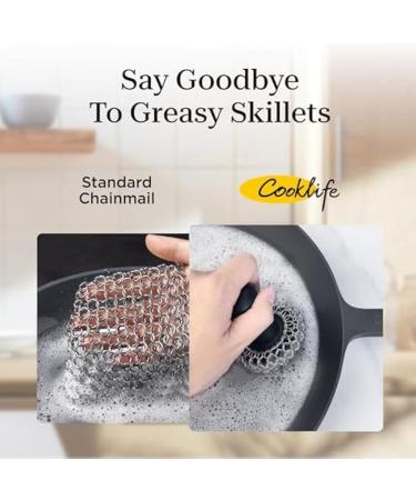 Tovmekdjn Cast Iron Scrubber and Skillet Cleaner Chainmail Scrubber for Fry Pans and Skillets - Buy Online on GoSupps.com