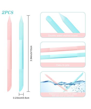 Double Sided Glass Cuticle Pusher Set for Manicure and Nail Care - Pink/Light Blue - Buy Online on GoSupps.com