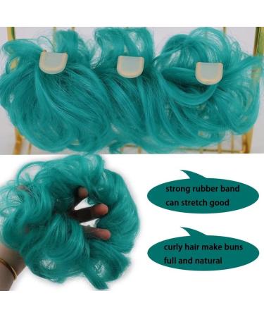 iLUU 2Pcs Green Hair Buns Synthetic Hair Extensions Wig Hairpiece Wavy Curly Thick Donut Chignons Extensions Messy Bun Extension Hairpieces Wig for Women #5126 (2pcs) #5126-green - Buy Online on GoSupps.com
