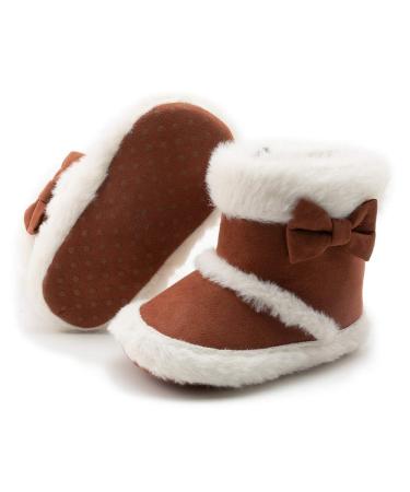 Sonsage Infant Baby Girls Boys Snow Boots Soft Anti-Skid Sole Ankle Premium Booties Newborn Toddler Prewalker Winter Warm Crib Shoes 6-12 Months A01 Brown - Buy Online on GoSupps.com