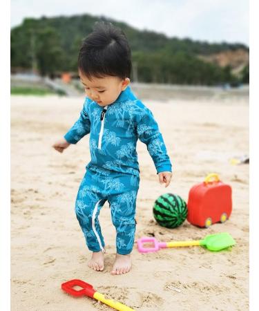 weVSwe Baby Toddler Boy Green Leaves Swimsuit | UPF 50+ Sun Protection Rash Guard Swimwear | Crotch Zipper | 0-3 Years | 18-24 Months - Buy Online on GoSupps.com