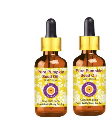 Deve Herbes Deve Herbs Pure Pumpkin Seed Oil (Cucurbita pepo) with Glass Dropper Therapeutic Grade Natural Cold Pressed (Pack of 2) 100ml x 2 (6.76 oz)