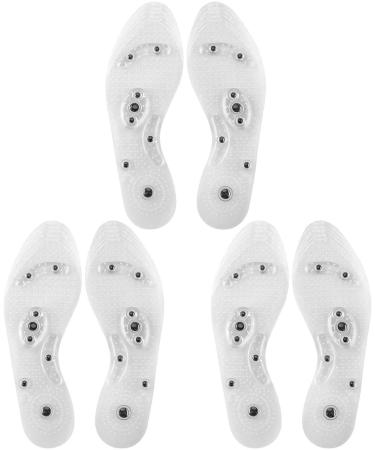 3 Pairs Acupressure Magnetic Massage Insoles  Oumers Foot Massage Shoe-pad Foot Therapy Reflexology Pain Relief Shoe Insoles Transparent (US M:7-9 W:8-10) 3 Count (Pack of 1)