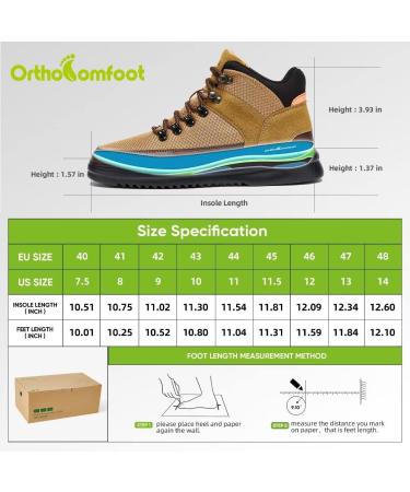 OrthoComfoot Men's Hiking Boots | Arch Support, Water Resistant, Plantar Fasciitis | Outdoor Walking Shoes 9 W2 - Brown - Buy Online on GoSupps.com