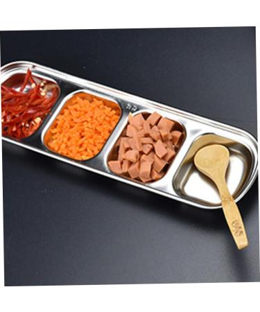 Milisten 2pcs Stainless Steel 4 Compartments Korean Style Plate Dipping Sauce Bowl Seasoning Plate Stainless Steel Sauce Plates Sauce Dishes for Dipping Toddler Mini Small Plate - Buy Online on GoSupps.com