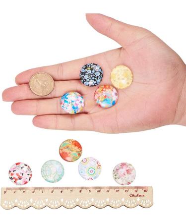 PandaHall 50pcs 25mm Flower Glass Cabochons Mixed Color Half Round/Dome for Photo Jewelry Making - Buy Online on GoSupps.com