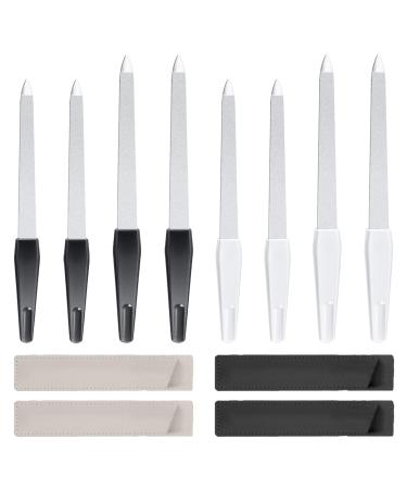 Metal Nail File 8 PCS Professional Nail Files Double-Sided and 4 Leather Covers for Natural Nails Toe Nail Files for Thick Nails with Coarse and Fine Manicure Pedicure Tools 15 PCS