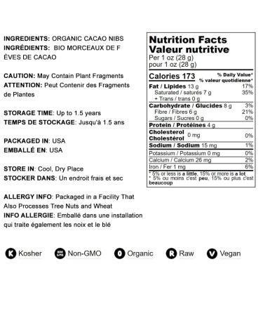 Organic Cacao Nibs 8oz - Unsweetened Raw Vegan Sirtfood - Non-GMO Kosher Bulk Cacao Nibs - Buy Online on GoSupps.com