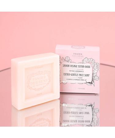 Panier des Sens Face Soap Bar - Hydrating Makeup Remover with Cornflower Rose & Shea Butter - 98% Natural Ingredients - Made in France - Gentle Face Cleanser 3.5 oz - Buy Online on GoSupps.com
