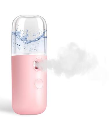 GIVERARE Nano Facial Steamer, Handy Mini Mister, USB Rechargeable Mist Sprayer, 30ml Visual Water Tank Moisturizing&Hydrating for Face, Daily Makeup, Skin Care, Eyelash Extensions-Pink 1-pack Pink