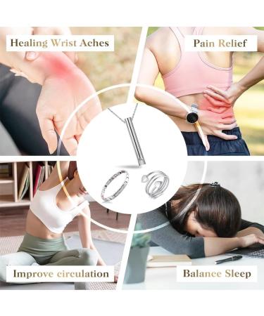 KSJEHW 3-Piece Lymphatic Drainage Magnetic Bracelet Set | Ultral Strength Titanstahl Jewelry for Women | Copper Magnetic Rings & Breath Chain for Relief | Perfect Gift in Silver - Buy Online on GoSupps.com