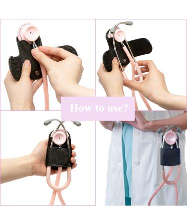 Premium Leather Stethoscope Holder - Clip-on Holster for Littmann & Universal Stethoscopes - Durable Black Design - Buy Online on GoSupps.com