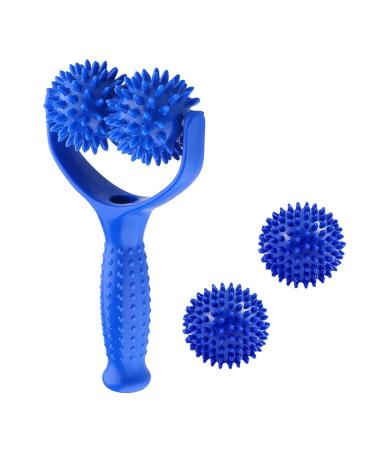 Forlush 2 pieces of massage ball with handle with 2 hedgehog ball hard self -massage roller massage roller hedgehog ball for legs arms back shoulders muscle pain