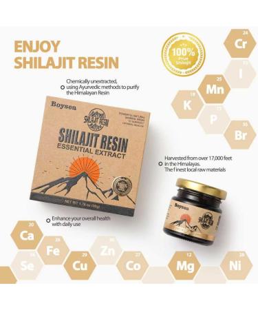 Boysea Shilajit Resin | 600 mg 80+ Servings| 85+ Trace Minerals & 75%+ Fulvic Acid for Focus & Energy| Zero Sugar| Gold Grade Pure Shilajit for Men & Women - 1.76 Oz - Buy Online on GoSupps.com
