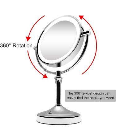SHACJHNN LED Makeup Mirror- 10x Magnifying Vanity Mirror with Lights | Double Sided Lighted Mirror with Stand | Touch Button Brightness Adjustable - Buy Online on GoSupps.com