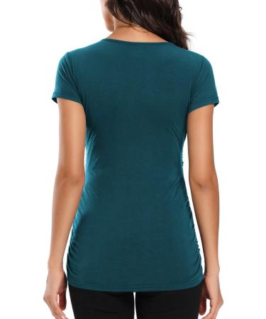 Love2Mi Maternity Nursing Shirt - Short Sleeve V-Neck Breastfeeding T-Shirt - Peacock - Size M - Buy Online on GoSupps.com