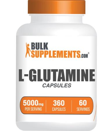 BulkSupplements.com L-Glutamine Capsules - Glutamine Supplement L Glutamine 5000mg L Glutamine Pills - Gut Health Gluten Free 6 Capsules per Serving 340 Capsules (Pack of 1) 360 Count (Pack of 1)