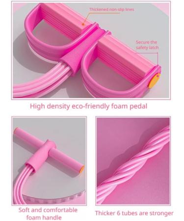 MOILO Multi-Functional Stirrup Puller | 6 Tubes Natural Rubber Resistance Band | Fitness Yoga Tension Rope for Arm Abdominal Waist Leg Slimming | Pink - Buy Online on GoSupps.com