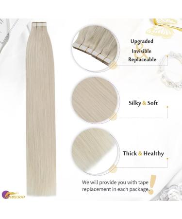 Moresoo Invisible Tape In Extensions - Real Hair Platinum Blonde #60 35cm - 10 Pieces 20g Remy Hair - Buy Online on GoSupps.com