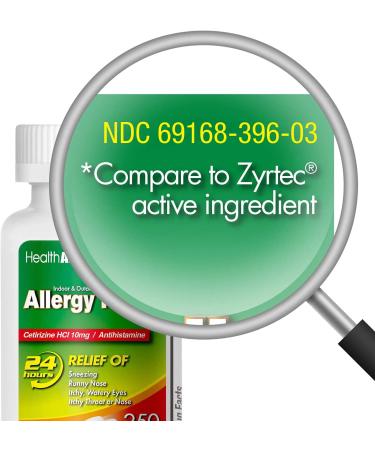 HealthA2Z All Day Allergy Relief Tablets 250ct - Cetirizine HCL 10mg - Compare to Zyrtec - Buy Online on GoSupps.com