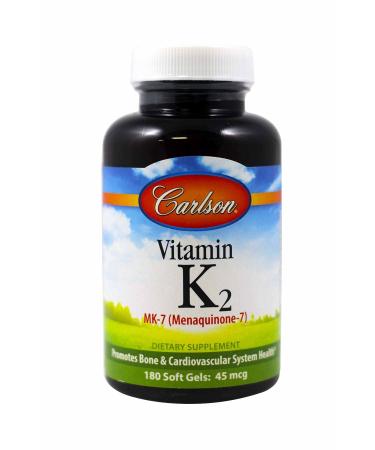 Carlson Labs Vitamin K2 MK-7 (Menaquinone-7) 45 mcg 180 Soft Gels
